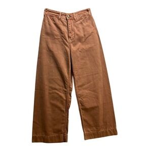 We The Free Pants Womens 25 Brown High Rise Wide Leg Canvas OB902315